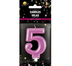 Candela rosa metallizzata 8 cm n. 5
