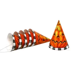 6 cappelli di zucca di cartone blister per Halloween