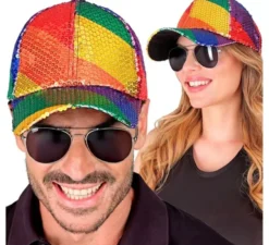 Cappellino arcobaleno con paillettes