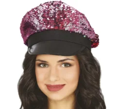 Cappellino con paillettes con visiera in vari colori