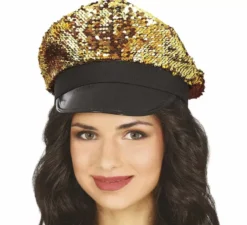 Cappellino con paillettes con visiera in vari colori