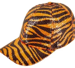 Cappellino con stampa animalier di tigre e paillettes