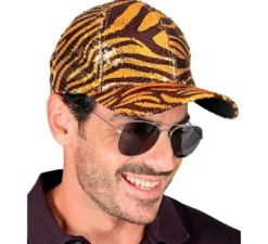 Cappellino con stampa animalier di tigre e paillettes