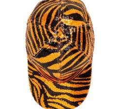Cappellino con stampa animalier di tigre e paillettes
