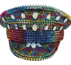 Cappellino da poliziotto arcobaleno per adulti con borchie