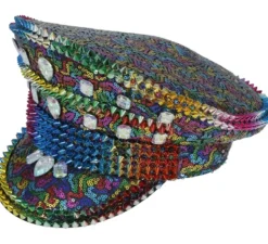 Cappellino da poliziotto arcobaleno per adulti con borchie