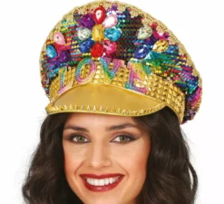 Cappellino Golden Love Police con strass per adulto