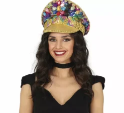 Cappellino Golden Love Police con strass per adulto