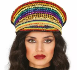 Cappellino Police multicolor con strass per adulto