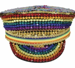 Cappellino Police multicolor con strass per adulto