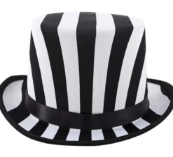 Cappello a cilindro a righe bianche e nere