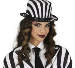 Cappello a cilindro a righe bianche e nere