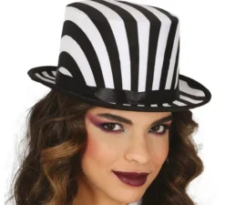 Cappello a cilindro a righe bianche e nere
