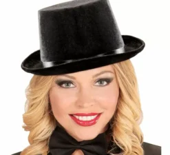 Cappello a cilindro da mago di velluto nero