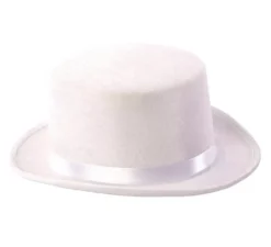 Cappello a cilindro elegante bianco per adulto 31x26x12 cm
