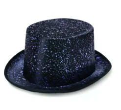 Cappello a cilindro fantasia nero lucido per adulto