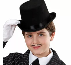 Cappello a cilindro in feltro nero per bambini