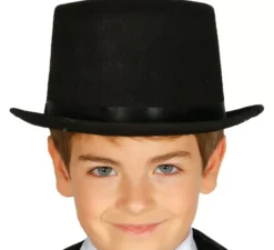 Cappello a cilindro in feltro nero per bambini