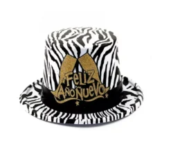 Cappello a cilindro in PVC con stampa zebrata di felice anno nuovo