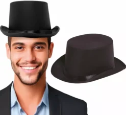 Cappello a cilindro o chistera in raso nero di alta qualità