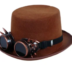 Cappello a cilindro steampunk con occhiali a barbe
