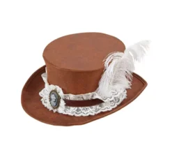 Cappello a cilindro Steampunk effetto pelle invecchiata