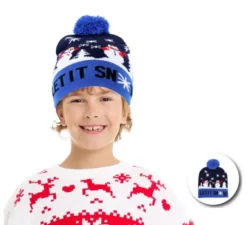 Cappello blu con renna delle nevi per bambini