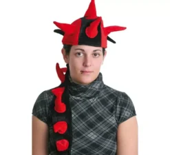 Cappello con corna e codino rosso-nero