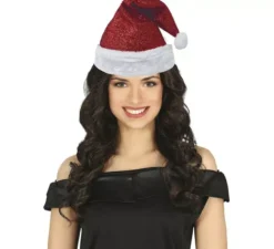 Cappello da Babbo Natale scintillante deluxe per adulti