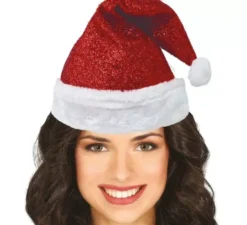 Cappello da Babbo Natale scintillante deluxe per adulti