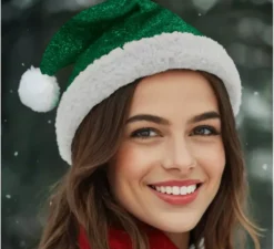 Cappello da Babbo Natale verde per adulti