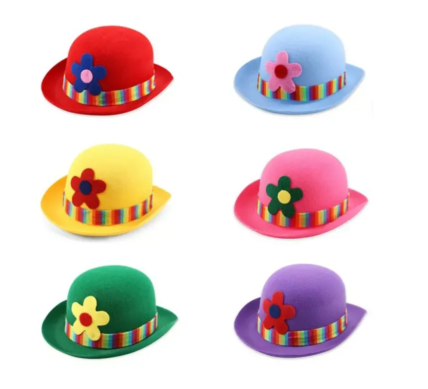 Cappello da clown con fiore in colori assortiti