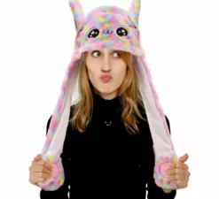 Cappello da coniglio con orecchie mobili e luce