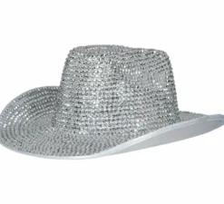 Cappello da cowboy argento lucido per adulto