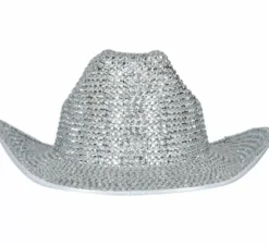 Cappello da cowboy argento lucido per adulto