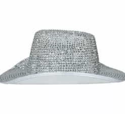 Cappello da cowboy argento lucido per adulto