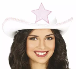 Cappello da cowboy bianco con stella