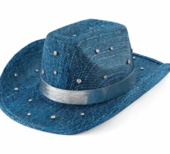 Cappello da cowboy blu con strass