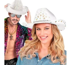 Cappello da cowboy con strass in vari colori