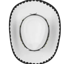 Cappello da cowboy con toro in feltro bianco