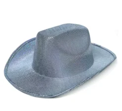 Cappello da cowboy Holo argento per adulto
