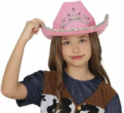 Cappello da cowboy in feltro rosa per bambini