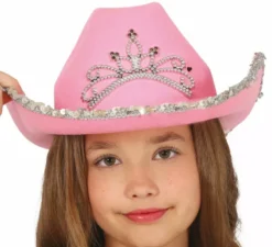 Cappello da cowboy in feltro rosa per bambini
