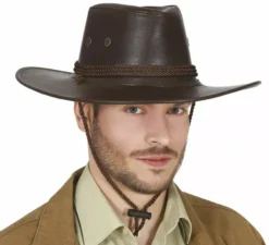 Cappello da cowboy in pelliccia sintetica marrone