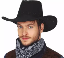 Cappello da cowboy in pelliccia sintetica nera