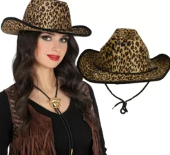 Cappello da cowboy leopardato per adulti