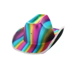 Cappello da cowboy metallico illuminato a led arcobaleno per adulti