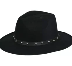 Cappello da cowboy nero con rivetti per adulti