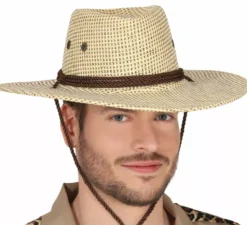 Cappello da cowboy o da esploratore in tessuto marrone