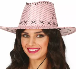 Cappello da cowboy per adulto con paillettes in vari colori